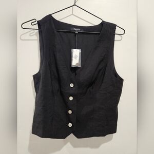 Madewell Katrina Black Cropped Vest Softdrape